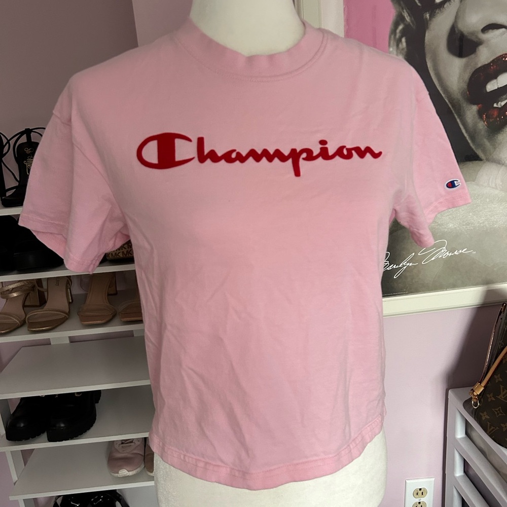 💗Pink Champion tee with red logo